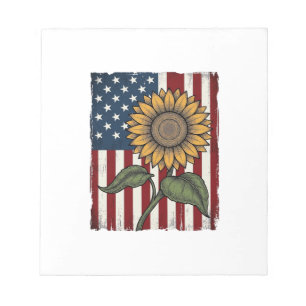 Vintage Zonnebloem Amerikaanse Vlag Notitieblok