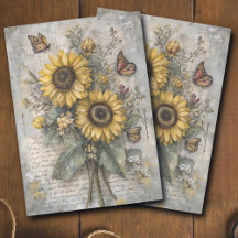 Vintage Zonnebloem Brief Ephemera Decoupage