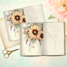 Vintage Zonnebloem Duo Junk Journal Pagina