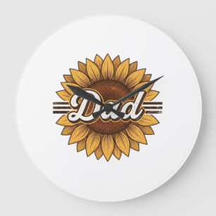 Vintage Zonnebloem Vader Gravering Shirt Ontwerp_1 Grote Klok