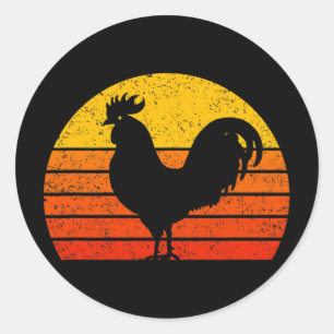 Vintage Zonsondergang Haan Kippenboer Ronde Sticker