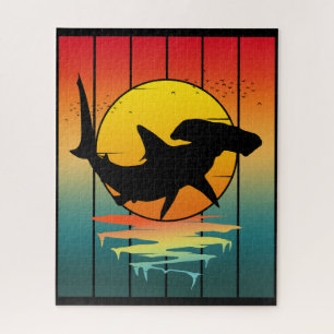 Vintage Zonsondergang Hamerhaai Legpuzzel