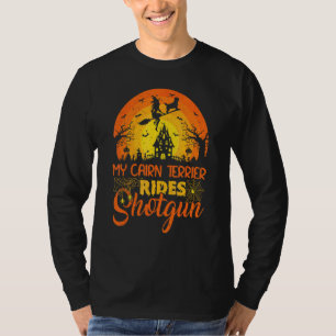 Vintage Zonsondergang Mijn Cairn Terrier Hond Rijd T-shirt