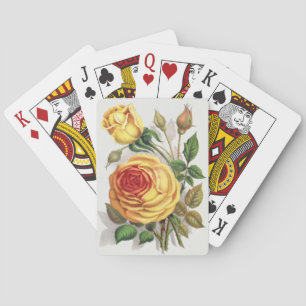 Vintage Zonsondergang Roos Geel & Oranje Botanisch Pokerkaarten