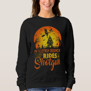 Vintage Zonsondergang Schotse Hertenhond Hond Ride Trui