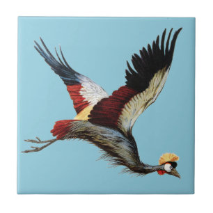 Vintage Zuid-Afrikaanse Gekroonde Kraanvogel Vlieg Tegeltje