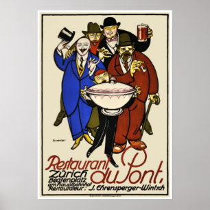 Vintage Zurich Restaurant Publicité Art Déco