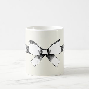 Vintage Zwart en Wit Lint Boog Koffiemok