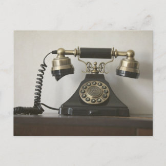 Vintage Zwart Messing Draaischijftelefoon Briefkaart