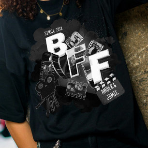 Vintage zwart-wit retrofilmpje voor BFF-foto's T-shirt