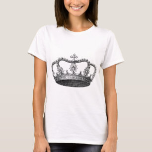 Vintage Zwart-witte Kroon T-shirt
