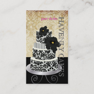 Vintage Zwarte het damastcake van Visitekaartje