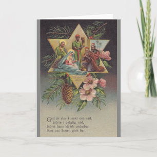 Vintage Zweedse Godsdienstige Kerstkaart Feestdagen Kaart
