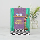 Vintage Zwemmer Funky Altered Art Verjaardagskaart Kaart (Staand voorkant)