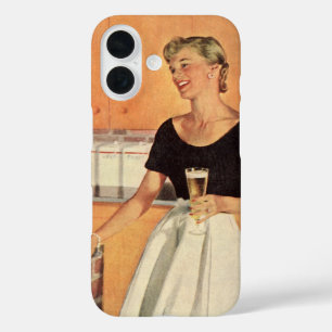 Vintagefeest in de keuken, bier en hapjes iPhone 16 hoesje