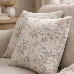 VintageRustic Shabby Chic Bloemen op Houten Boerde Kussen