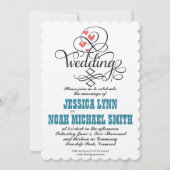 Vintages Coeurs Whimsical Invitation Turquoise et (Devant)