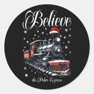 Vintages geloven in kersttrein ronde sticker