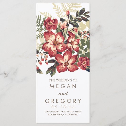 vintages programmes de mariage de fleurs bordeaux (Devant)