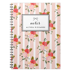 Vintages rayures florales Motif Carnet personnalis