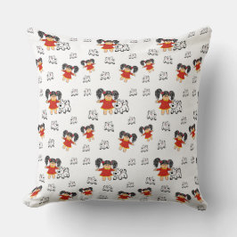 Vinted zwart wit rood handgetekend Sierkussen