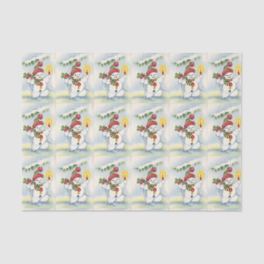 vintonijn sneeuwpoppetje voor kerstmis tissuepapier (Voorkant)