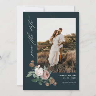 Vintroze floral wedding foto save the date kaart