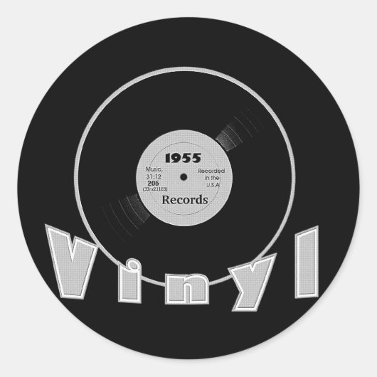 VINYL 1955 Record Label Zwart en Grijs (Voorkant)