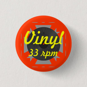 Vinyl 33 omwentelingen per minuut ronde button 3,2 cm