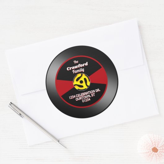 Vinyl 45 Étiquette de dossiers Adresse de famille (Enveloppe)