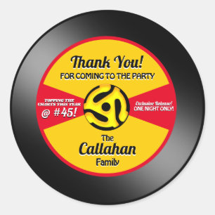 Vinyl 45 Étiquette record Anniversaire Merci de fê