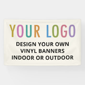 Vinyl banner zakelijk logo binnen of buiten ecru