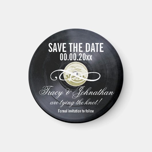 Vinyl bewaart de datum PERSONALISEREN Magneet (Voorkant)