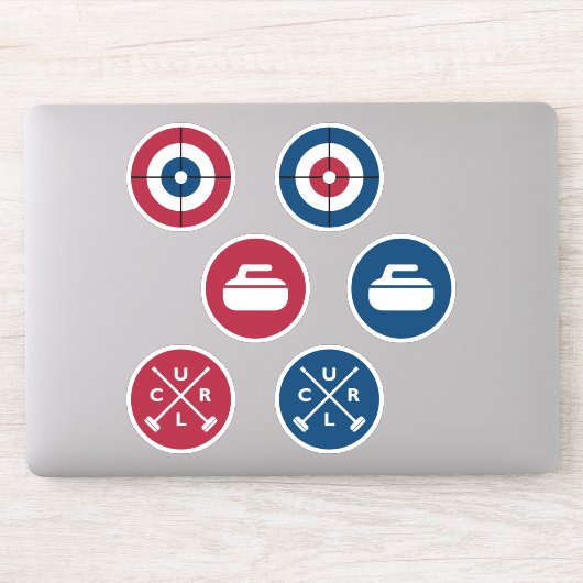 Vinyl Curling Stickers - Rood/Blauw (Computer)
