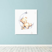 Vinyl Fotobehang - Beer slapen op de kam maan Canvas Afdruk (Insitu (Houten vloer))