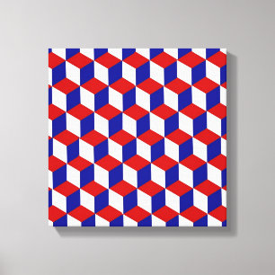 Vinyl Fotobehang - Blok illusie in rood, wit, blau Canvas Afdruk
