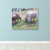 Vinyl Fotobehang - Drie schapen Canvas Afdruk (Insitu (Houten vloer))