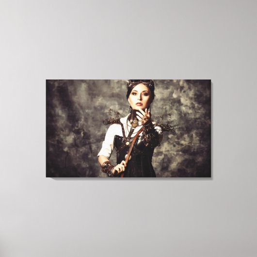 Vinyl Fotobehang - Steampunk Art Vrouwen 'Tame' Canvas Afdruk (Voorkant)