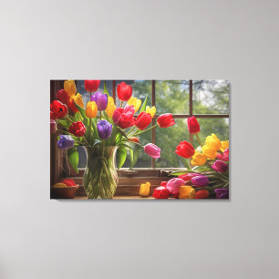 Vinyl Fotobehang Tulpen Canvas Afdruk