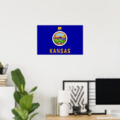 Vinyl Fotobehang Vlag van Kansas, U.S.A. Poster (Thuiskantoor)