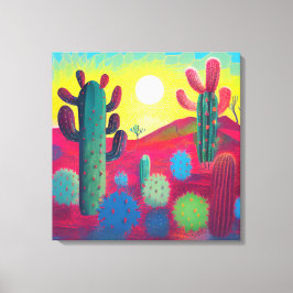 Vinyl Fotobehang, zonsopgang op Cactus Plateau Canvas Afdruk