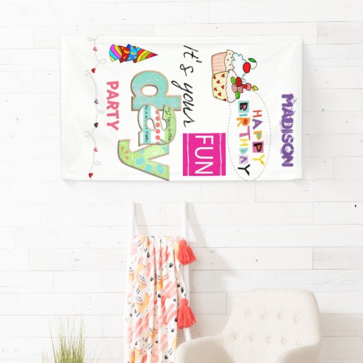 Vinyl Gelukkige Verjaardagskalender FUN Cupcake Ba Spandoek (Insitu)