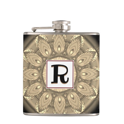 Vinyl gewikkeld aangepaste heupkolf sepia psychede heupfles (Voorkant)