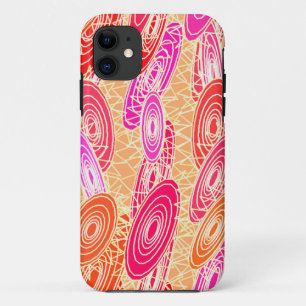 "Vinyl Jazz" abstract - oranje, fuchsia, roze iPhone 11 Hoesje