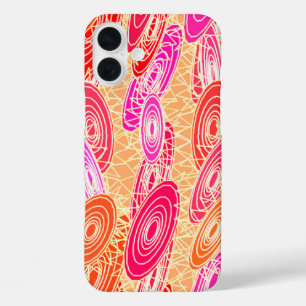 "Vinyl Jazz" abstract - oranje, fuchsia, roze iPhone 16 Plus Hoesje