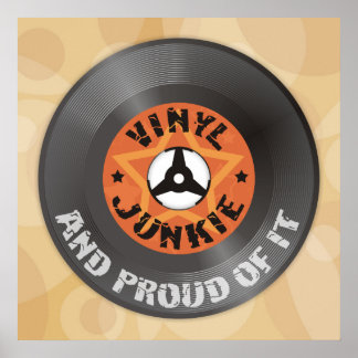 Vinyl Junkie - en proud of it beige poster