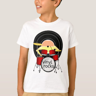 Vinyl muziek drums t-shirt