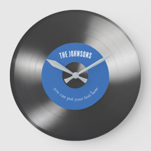 Vinyl Muziek Record Klok  Donkerblauw