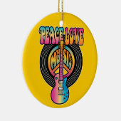 Vinyl Peace Love Music Keramisch Ornament (Rechts)