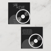 Vinyl Plaat Retro 70er Zwart en Wit Minimalistisch Informatiekaartje (Voorkant / Achterkant)